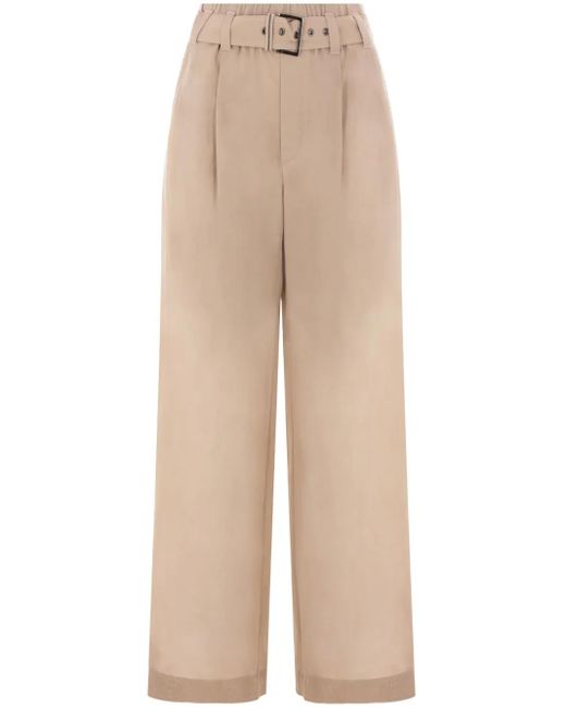 Brunello Cucinelli Natural Relaxed Fit Trousers With Elasticated Waistband