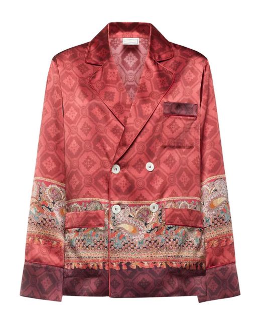 Pierre Louis Mascia Red Paisley-Print Double-Breasted Jacket