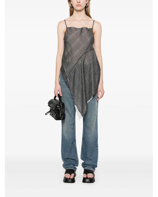 Marc Le Bihan Gray Checked Top