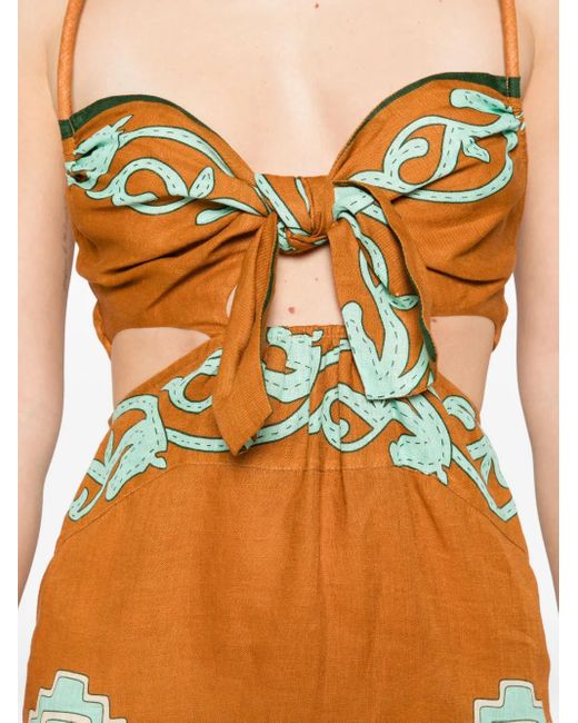 Johanna Ortiz Metallic Los Siete Mares Midi Dress
