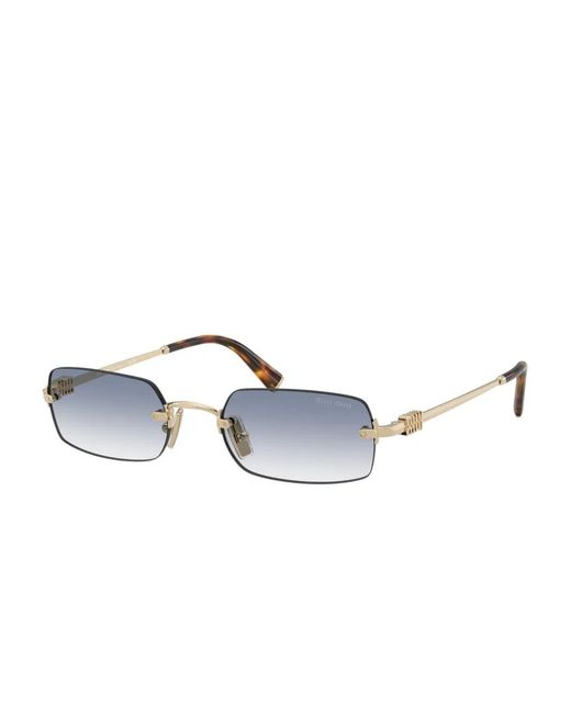Miu Miu Blue Rectangle-Frame Sunglasses