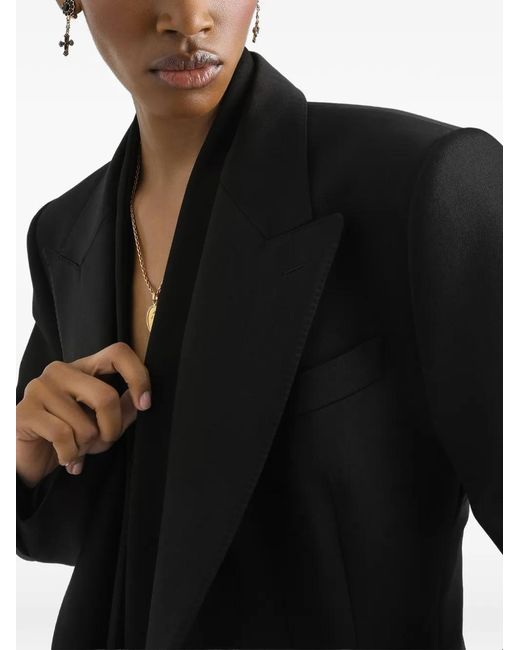 Dolce & Gabbana Black Shawl Collar Cropped Jacket