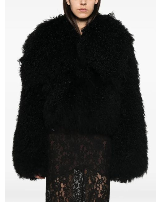 The Attico Black Shearling Textured Jacket