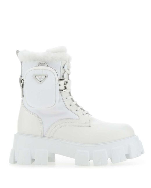 Prada White Monolith Boots