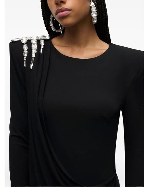 Robe Longue À Ornements En Cristal Area en coloris Black