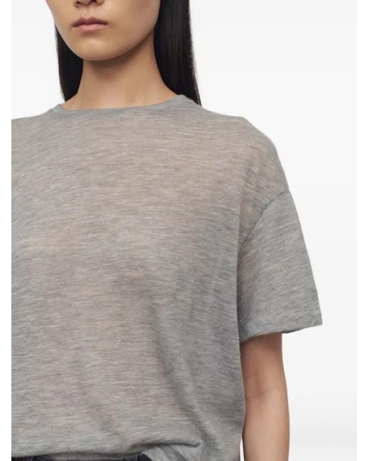 The Row Gray Short-Sleeve Cashmere T-Shirt