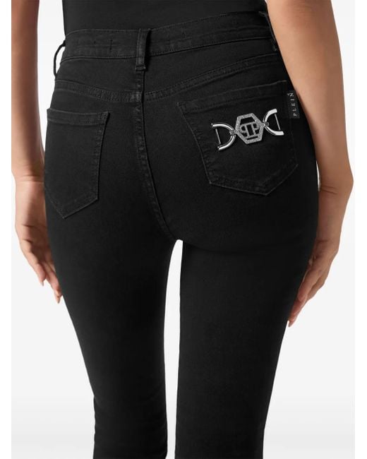 Jeggings A Vita Alta di Philipp Plein in Black