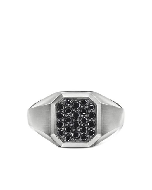 David Yurman Gray Sterling Streamline Diamond Signet Ring (14Mm) for men