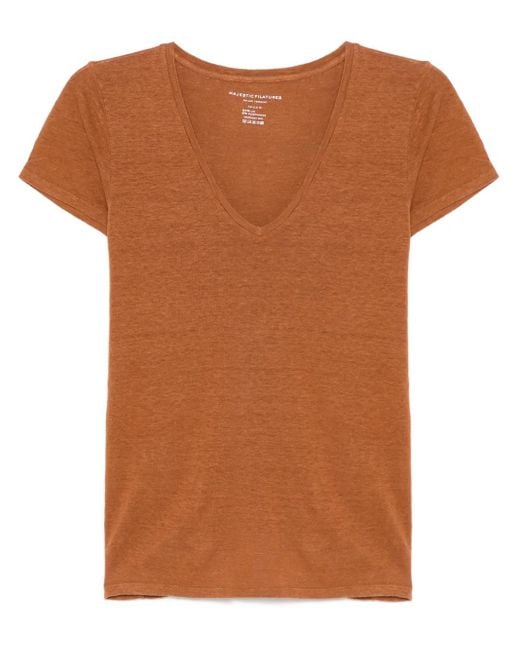 Majestic Filatures スラブ Tシャツ Brown