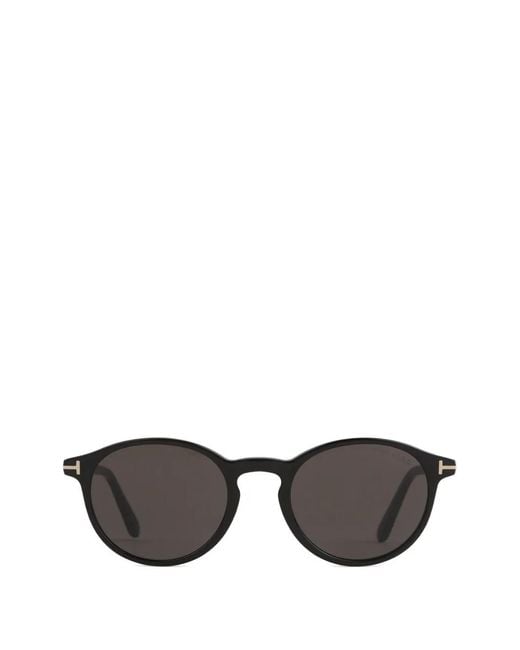 Tom Ford Black T-Motif Round-Frame Sunglasses for men