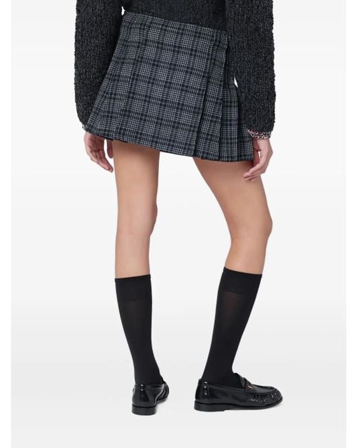 DURAZZI MILANO Black Pleated Check Mini Skirt