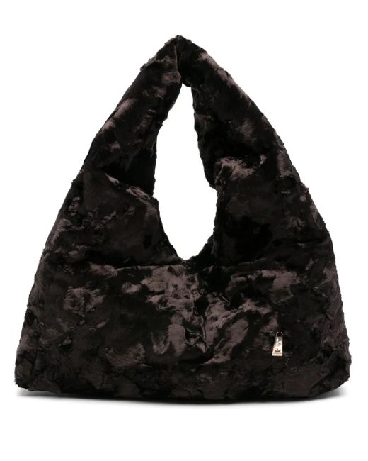 La Milanesa Black Crushed-Texture Tote Bag