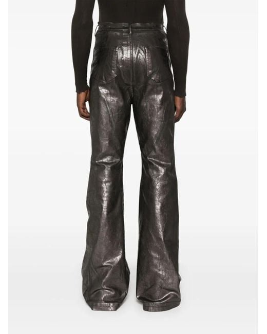Rick Owens Gray Crackled-Effect Flared Jeans for men
