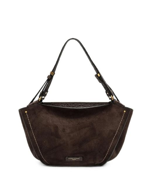 Gianni Chiarini Brown Bloom Suede Shoulder Bag