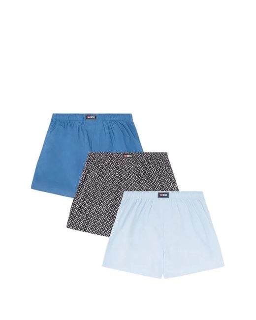 DIESEL Blue Graphic-Print Cotton Boxer Shorts Pack for men