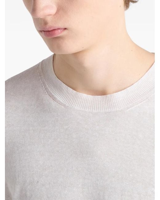 Prada White Long-Sleeved Linen And Silk Sweater for men
