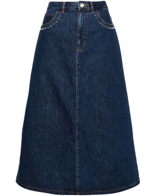 A.P.C. Blue A-line Denim Midi Skirt