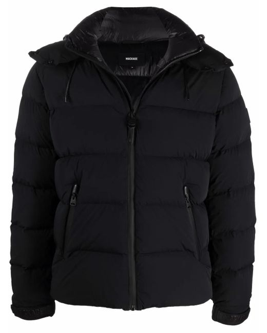 Mackage Black Hooded Feather-Down Padded Jacket for men