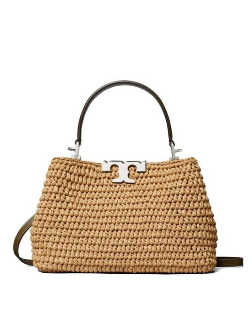 Tory Burch Metallic Mini Eleanor Raffia Satchel