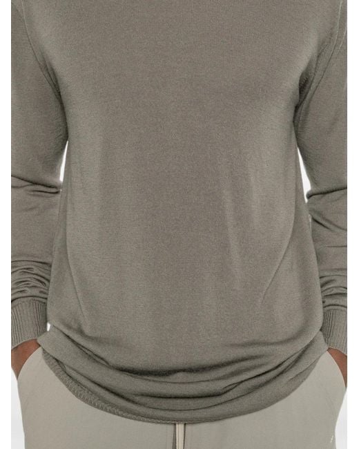 Rick Owens Gray Oversized Fine-Knit Hoodie for men