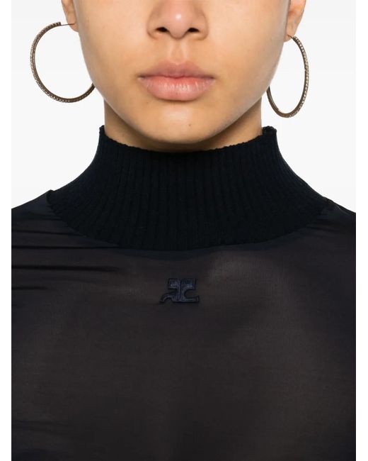 Courreges Black Reedition Mesh Top