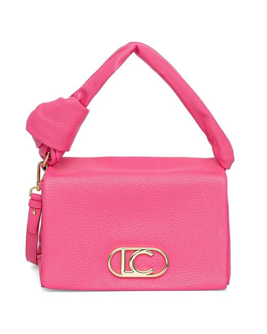 Lola Casademunt Pink Knotted-Handle Logo-Plaque Tote Bag