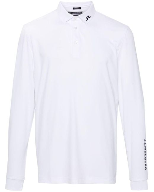 J.Lindeberg White Tour Tech Long-sleeve Polo Shirt for men
