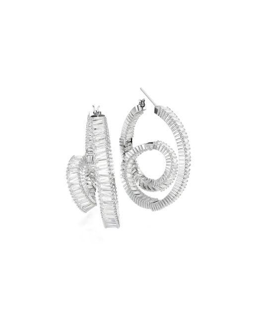 Swarovski White Matrix Baguette-Cut Hoop Earrings