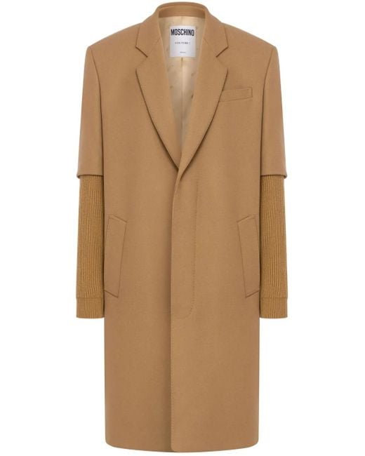 Moschino Natural Notched-Lapels Single-Breasted Coat for men