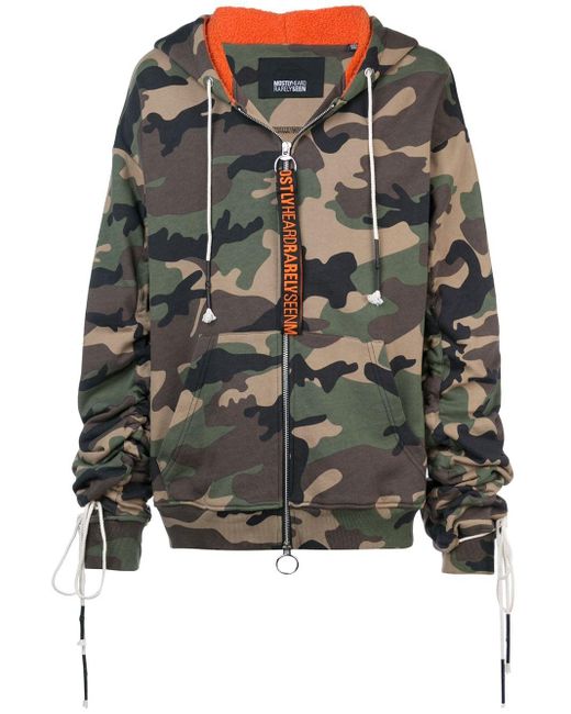 Mostly Heard Rarely Seen Green Camouflage Zip-up Hoodie for men