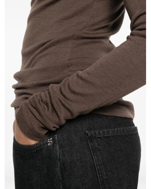 Top con cuello redondo Rohe de color Brown