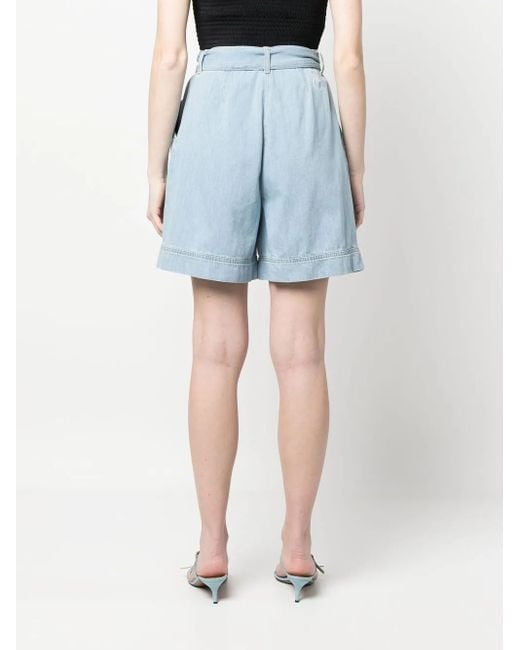 Pinko Blue Belted Denim Shorts