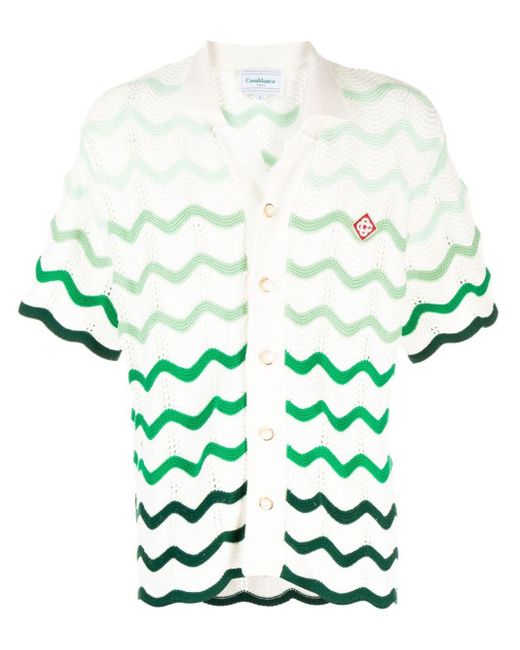 CASABLANCA Green Short-sleeve Crocheted Shirt for men