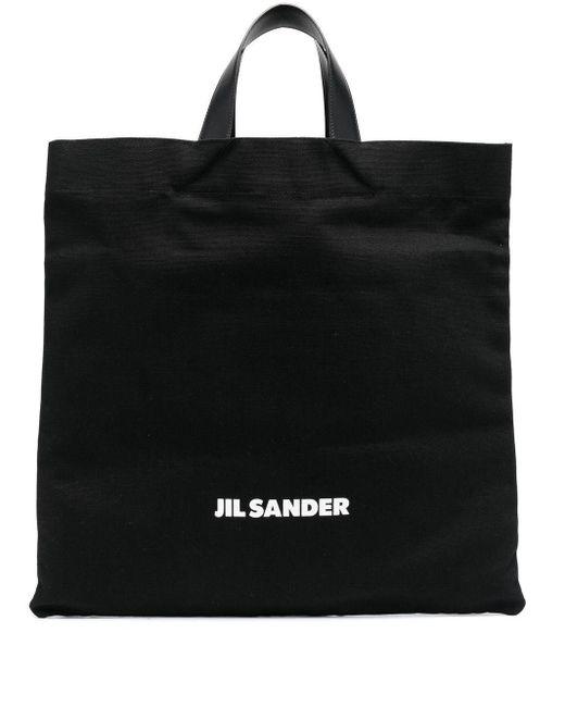 Jil Sander Black Logo-print Tote Bag