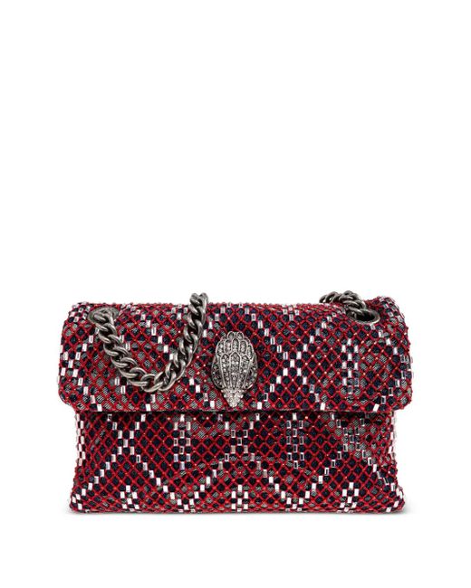 Kurt Geiger Purple Mini Kensington Crystal-Embellished Chain Cross Body Bag