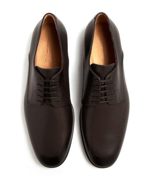 Ferragamo Brown Leather Derby Shoes for men