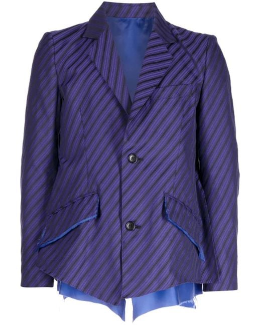 Blazer A Righe Con Taglio A Vivo di Sulvam in Blue da Uomo