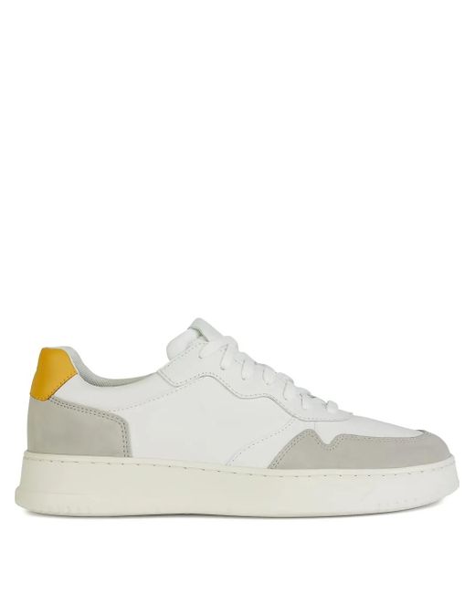 Geox White Arvier Suede Leather Panel Sneakers for men