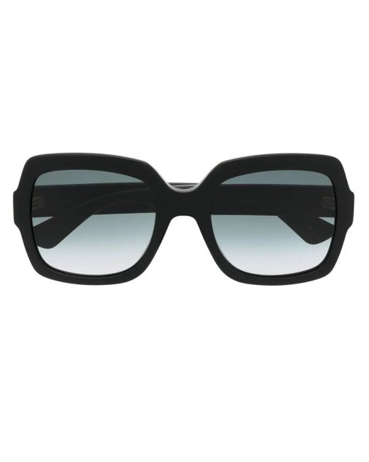 Gucci Black Logo-Plaque Oversize Frame Sunglasses