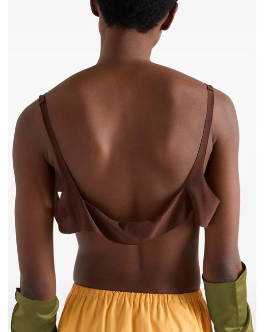 Prada Brown Crepe De Chine Top