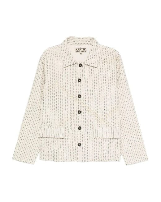 Chaqueta con bordado kantha Kartik Research de hombre de color White