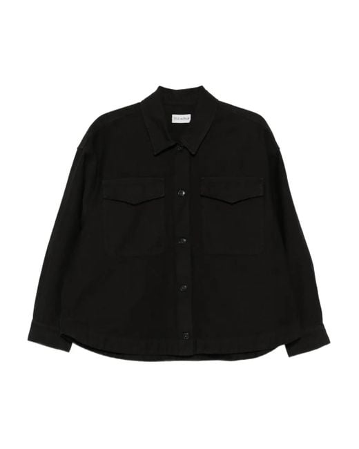 TRUE AVENUE Black Double-Pocket Cotton Shirt Jacket