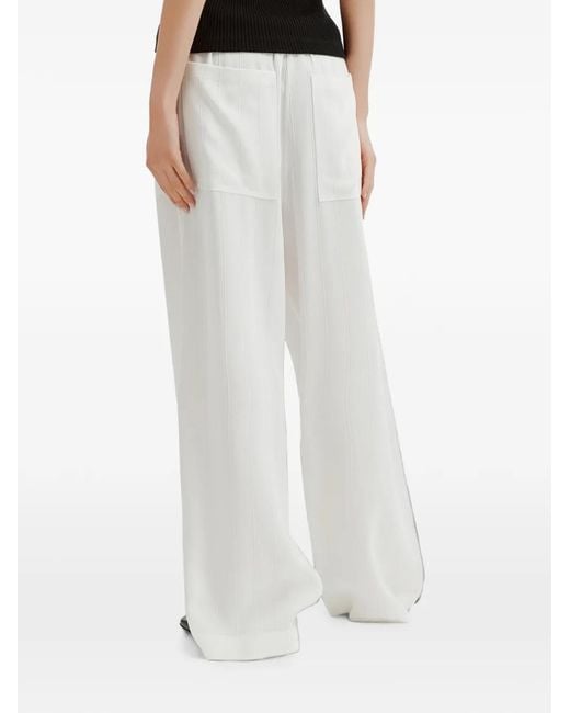 Totême White Drawstring Wide-Leg Trousers