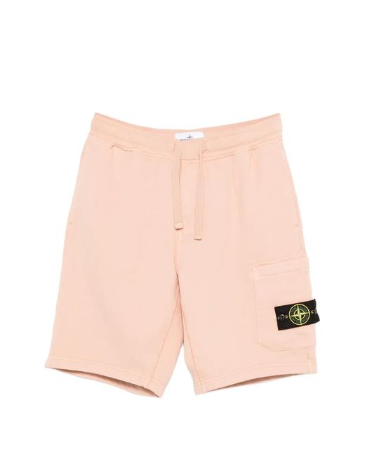 Stone Island Pink Drawstring Cargo Shorts for men