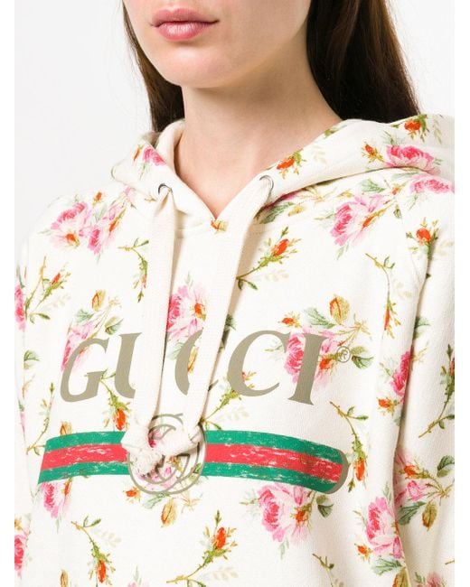 Aanhankelijk Civiel Minst Gucci Floral Logo Hooded Sweatshirt | Lyst