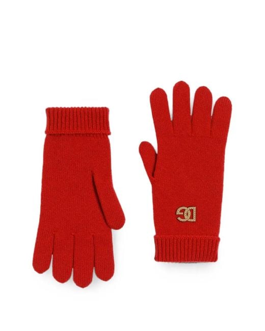 Dolce & Gabbana Red Knit Gloves