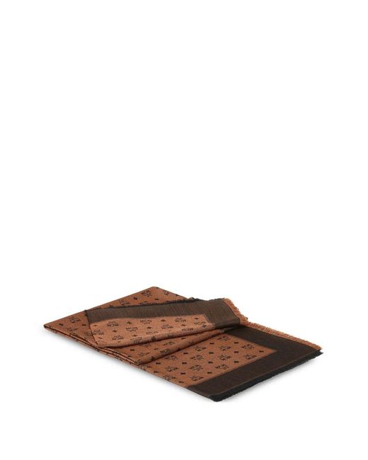 MCM Brown Monogram-Pattern Shawl