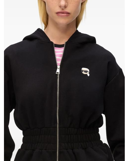 Karl Lagerfeld Blue Ikon Logo-Patch Hoodie