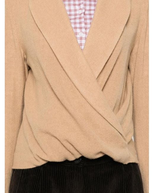 R13 Natural Twisted Lapel Top