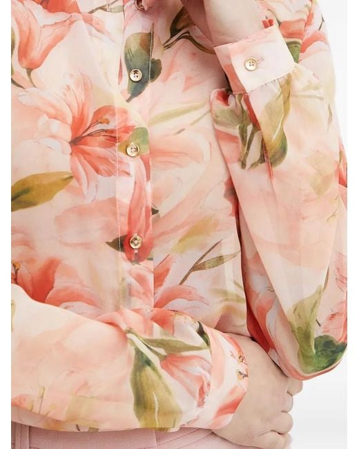 Fracomina Pink Floral-Print Buttoned Top